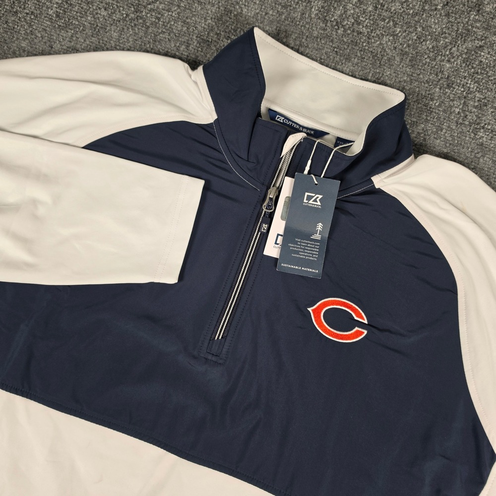 Cutter & Buck Chicago Bears Pullover Mens XXL White Navy 1/4 Zip MCC00034 NWT